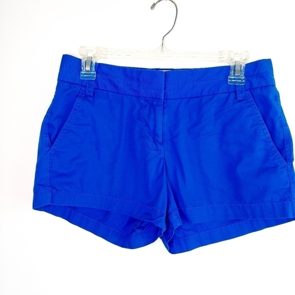J. Crew Chino Shorts Bright Blue Sz 2 100% Cotton - Picture 3 of 6